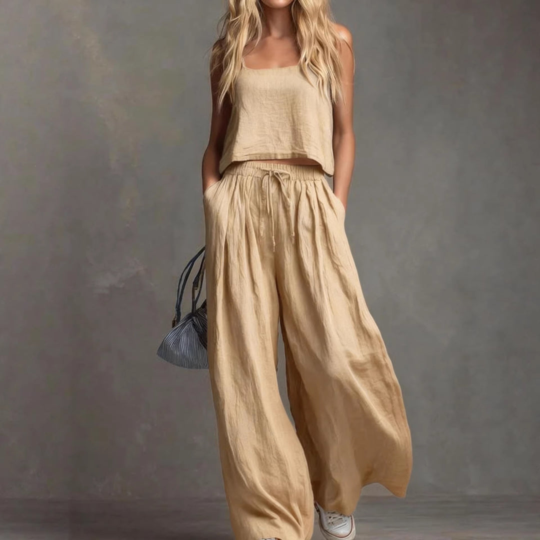 Damen Sommerliches Freizeit-Set mit weitem Oberteil und lässiger Hose Echo Archiv