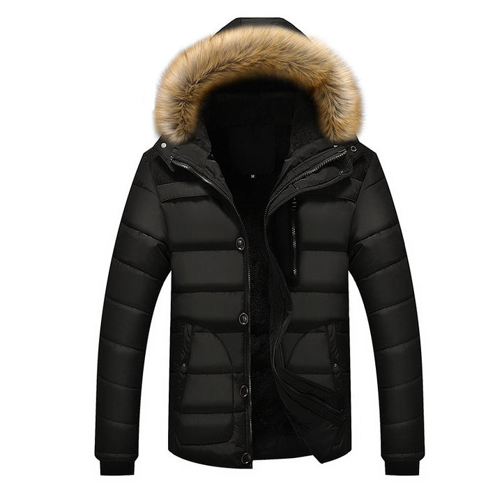 Herren Isolierter Steppparka mit Kunstfellkapuze, verdeckter Zip- und Druckknopfleiste – Montevé