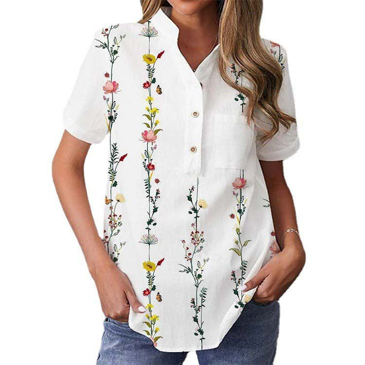 Damen elegante und florale Bluse mit Knopfdetail Echo Archiv