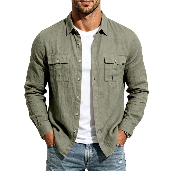 Herren Leinenhemd mit Brusttaschen und lässigem Overshirt Echoarchiv