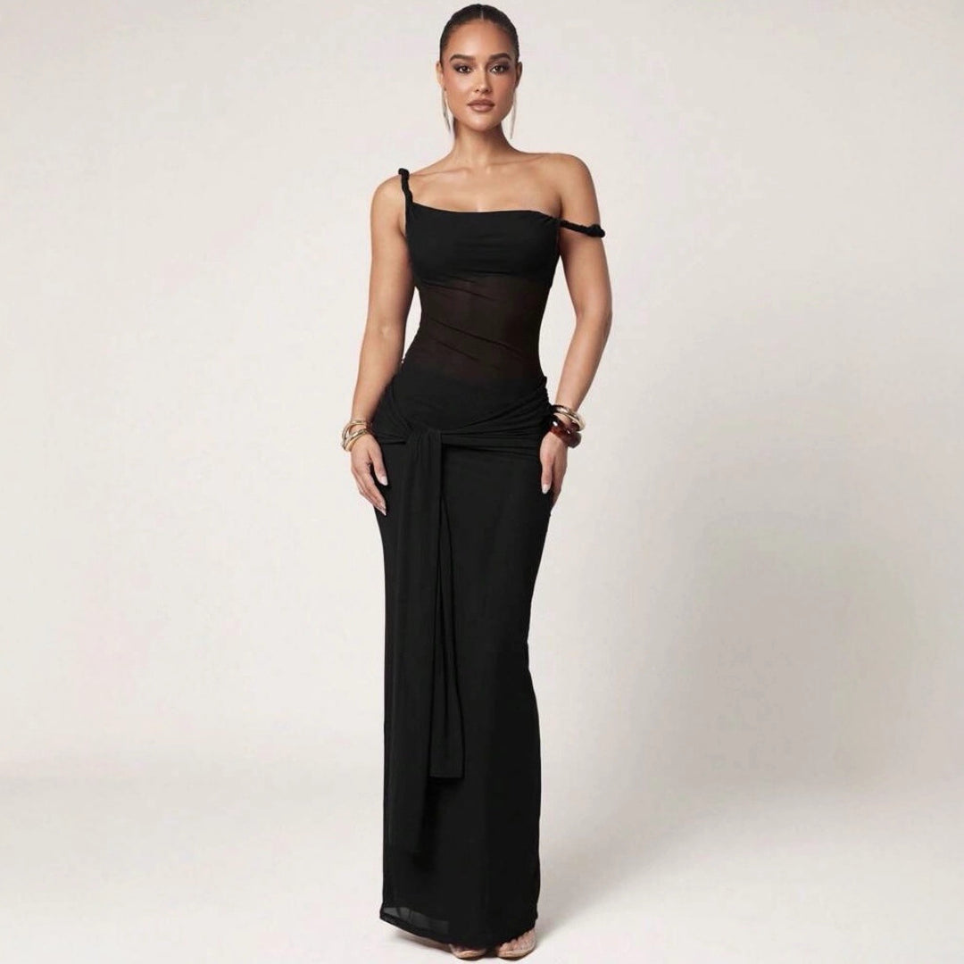 Damen Galakleid mit asymmetrischem Ausschnitt und dekorativem Wickeldetail Echo Archiv