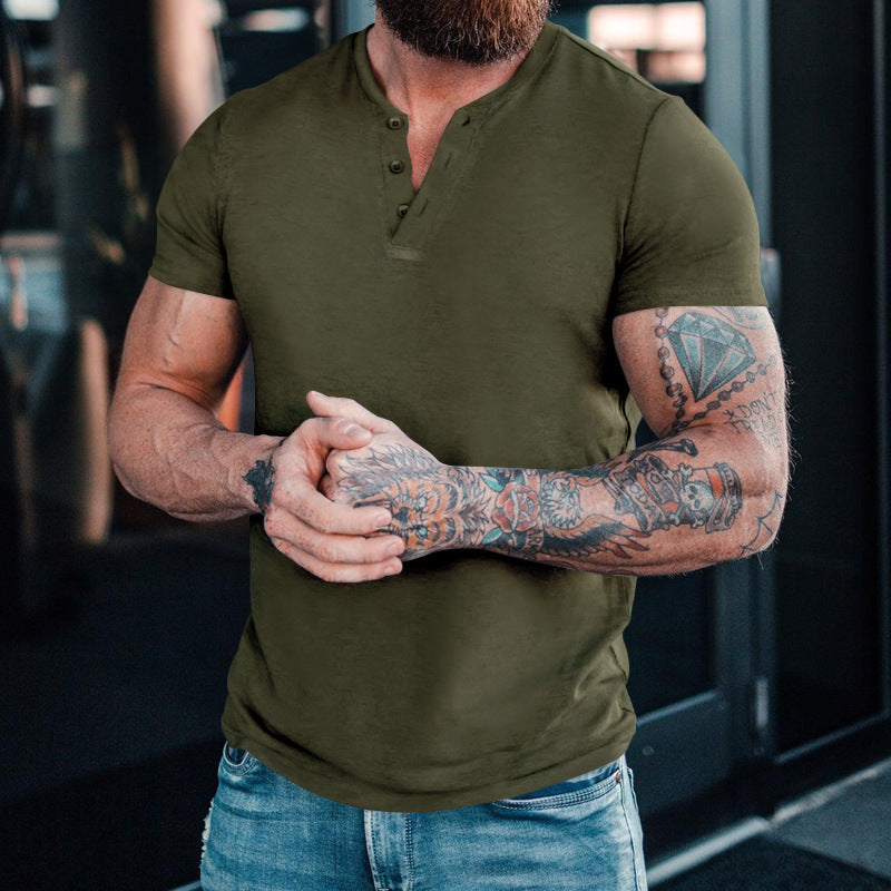 Herren modisches Kurzarmshirt mit klassischem Knopfleisten-Design Echoarchiv