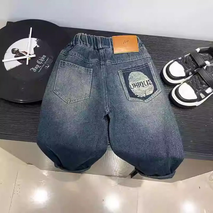 Unisex bequeme und lässige Denim-Hose mit elastischem Bund Echo Archiv