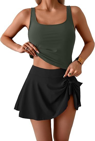 Damen Sportliches Tankini-Set mit schmeichelndem Rock Echo Archiv