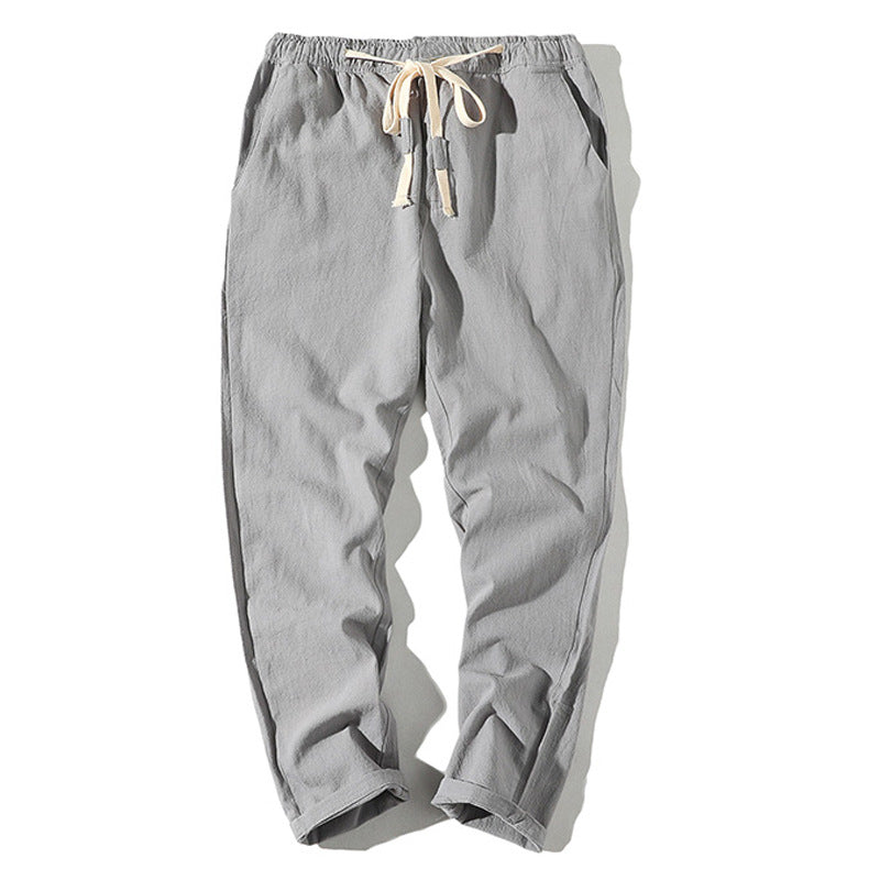 Herren nan leichte Leinenhose mit elastischem Bund und Kordelzug, tapered Schnitt und aufrollbarem Saum Echo Archiv
