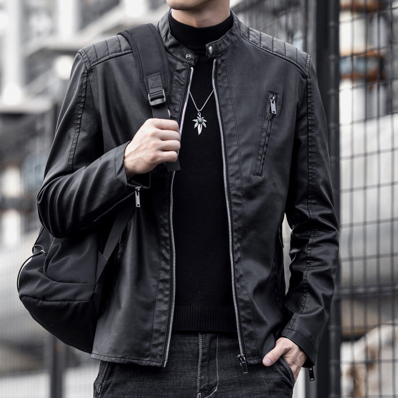 Herren Stilvolle Schnitte Kunstlederjacke Echo Archiv