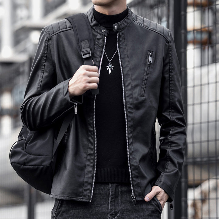 Herren Stilvolle Schnitte Kunstlederjacke Echo Archiv