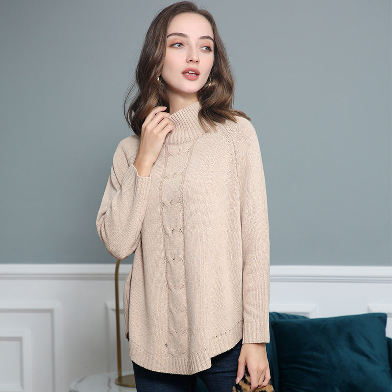 Damen Rollkragenpullover mit Zopfmuster und Raglanärmeln Echo Archiv