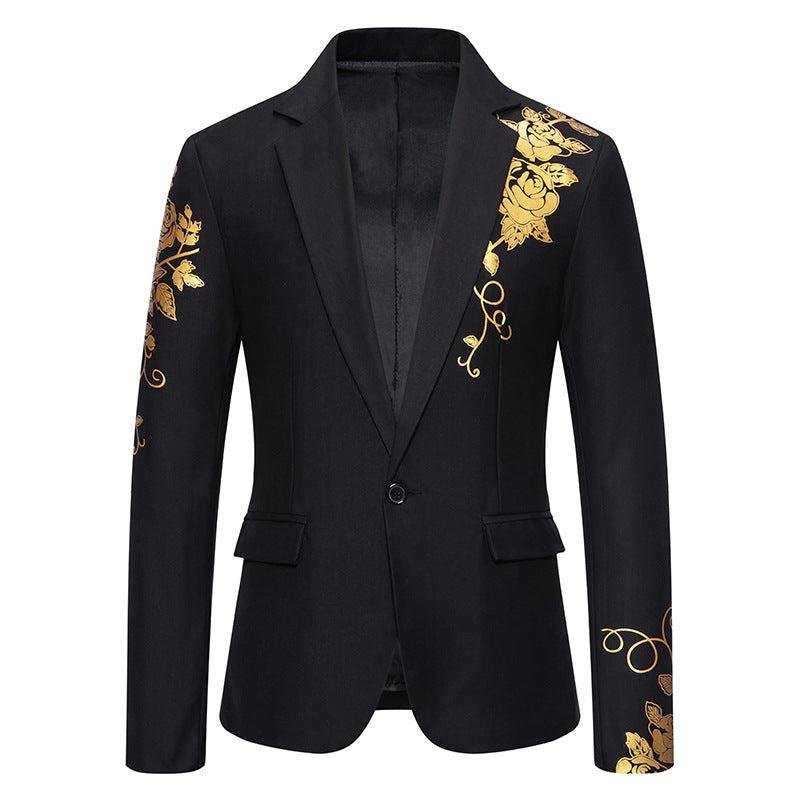 Herren nan einreihiges Sakko mit schmalem Revers und goldenem Rosenprint Echo Archiv