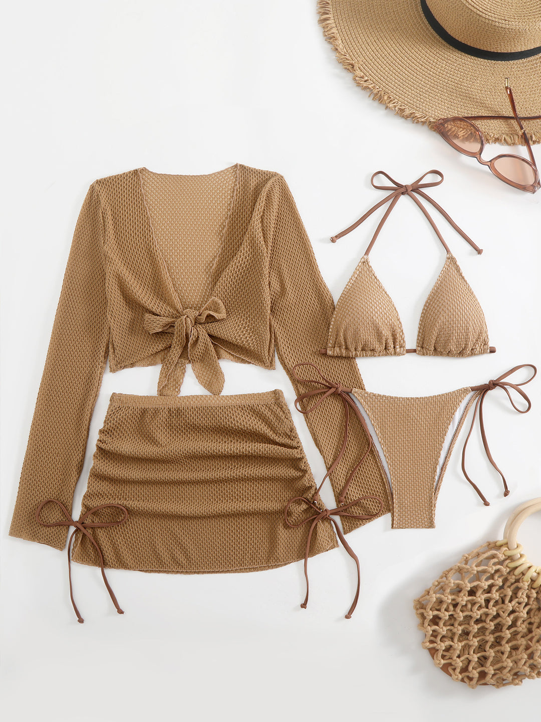 Damen Badeanzug-Set mit trendigem Netzdesign und verstellbaren Details Echo Archiv