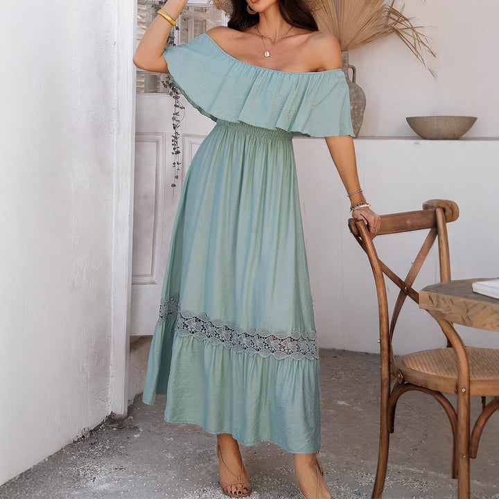 Damen Off-Shoulder Maxikleid mit Rüschendetails Echo Archiv