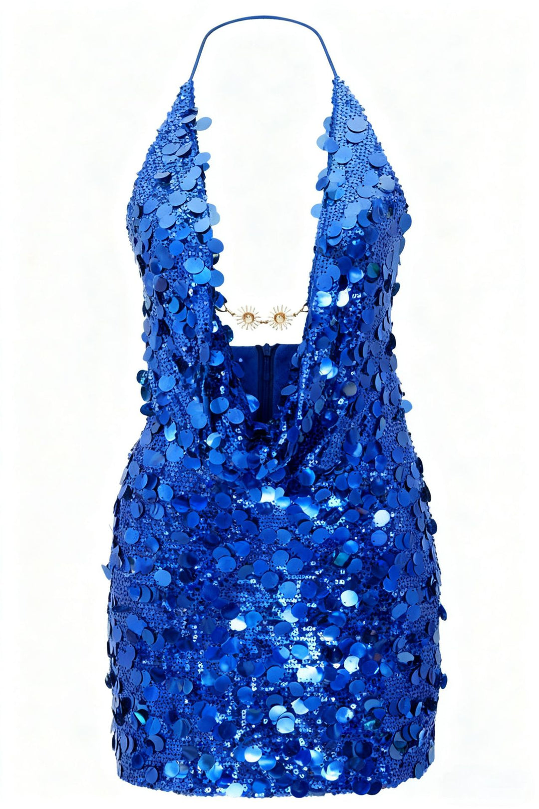 Damen Glitzerndes Minikleid mit tiefem V-Ausschnitt und Troddel-Applikationen Echo Archiv