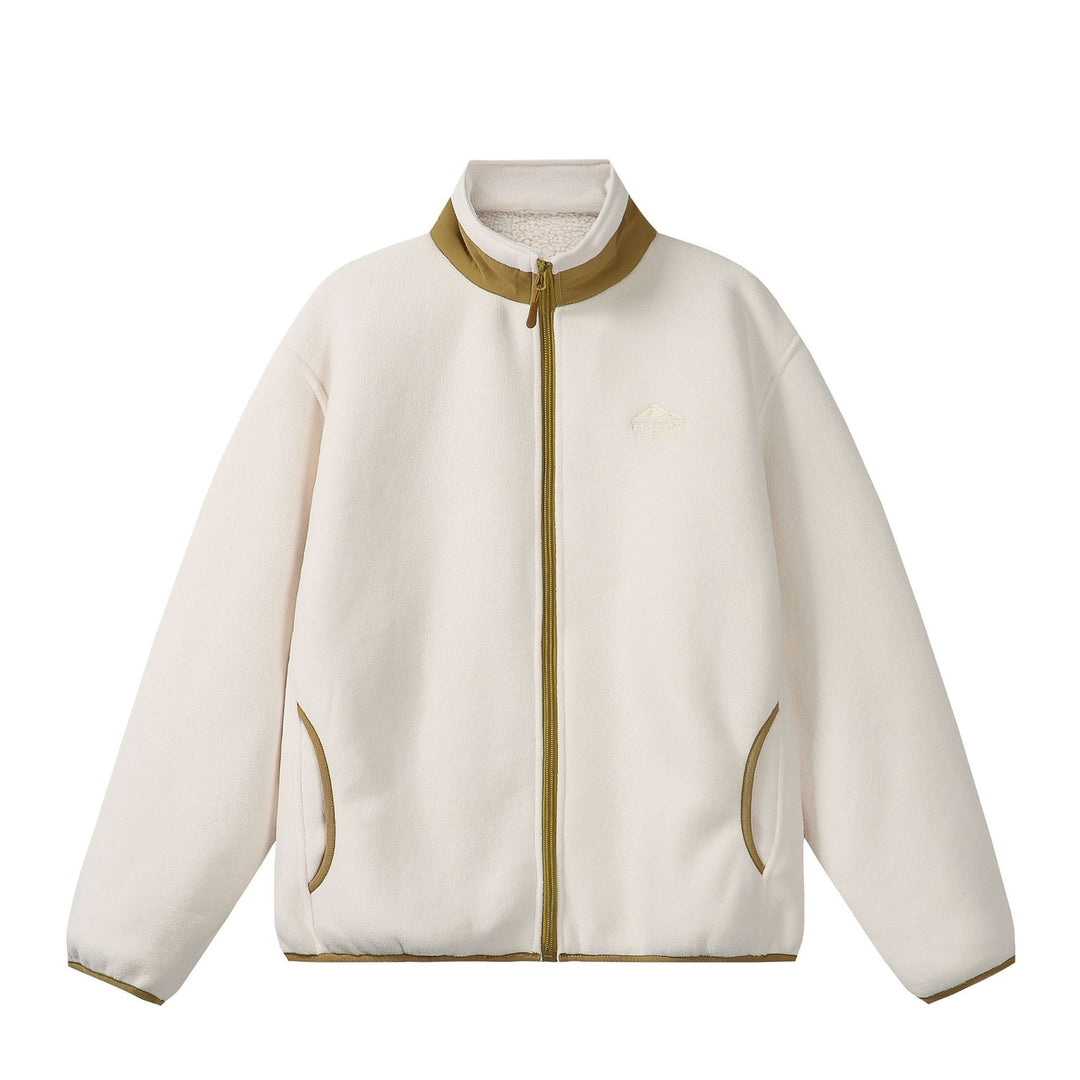 Unisex Oversize Fleece-Zipjacke mit Stehkragen und Kontrastpaspel Echoarchiv