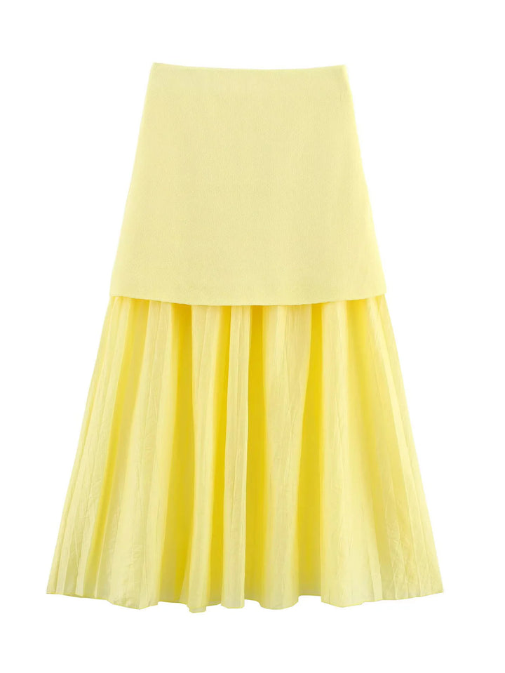 Damen nan zweilagiger Maxi-Rock mit plissiertem Chiffon und hoher Taille Echo Archiv