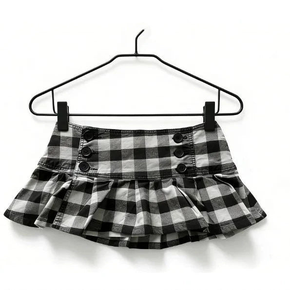 Damen Gingham Rüschenrock mit Knopfdetails Echo Archiv
