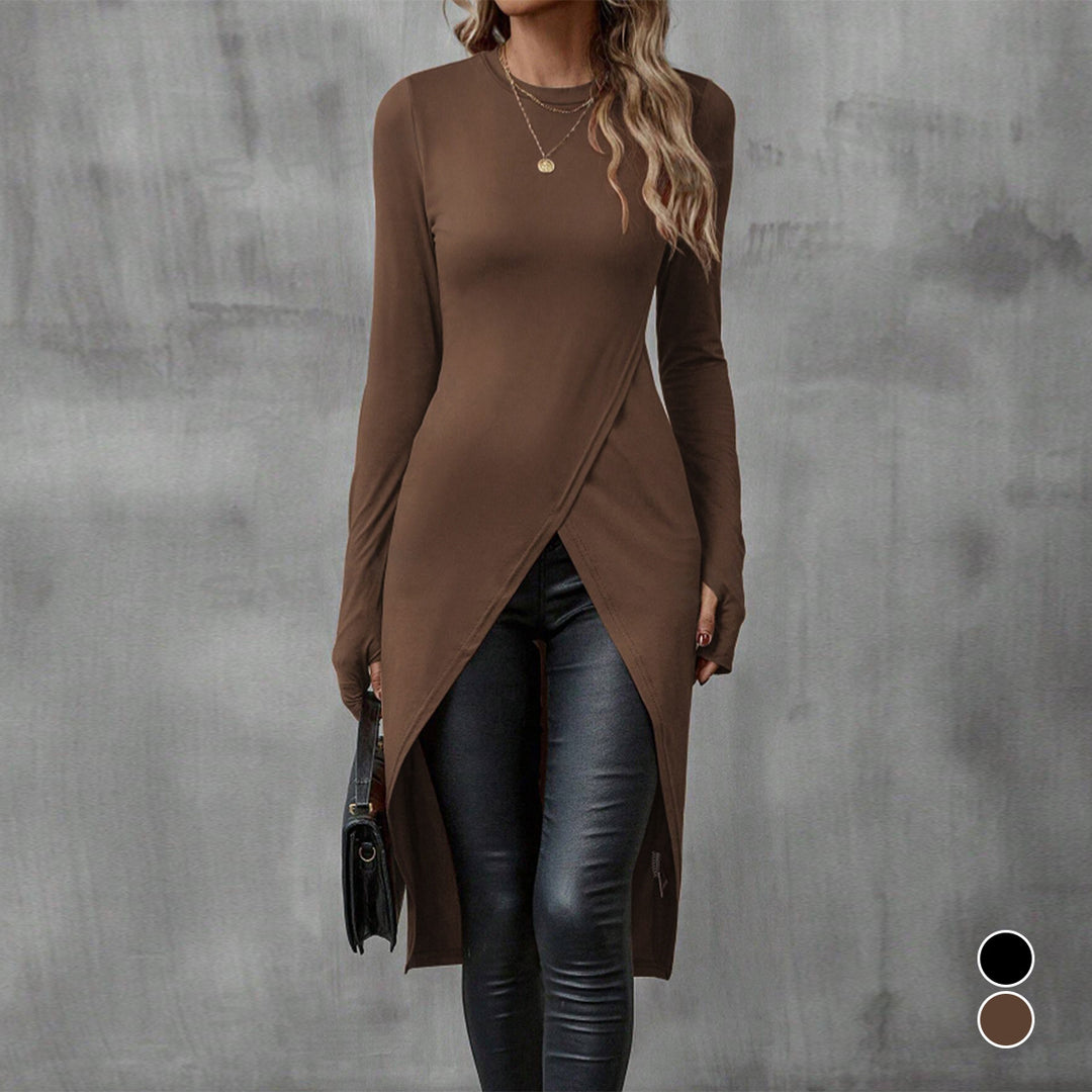 Damen eleganter Longsleeve mit raffinierter Wickeloptik Echo Archiv
