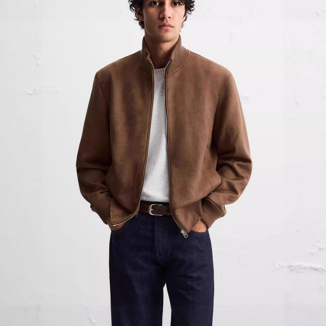 Herren Übergangsjacke im modernen Wildleder-Look – Taviero