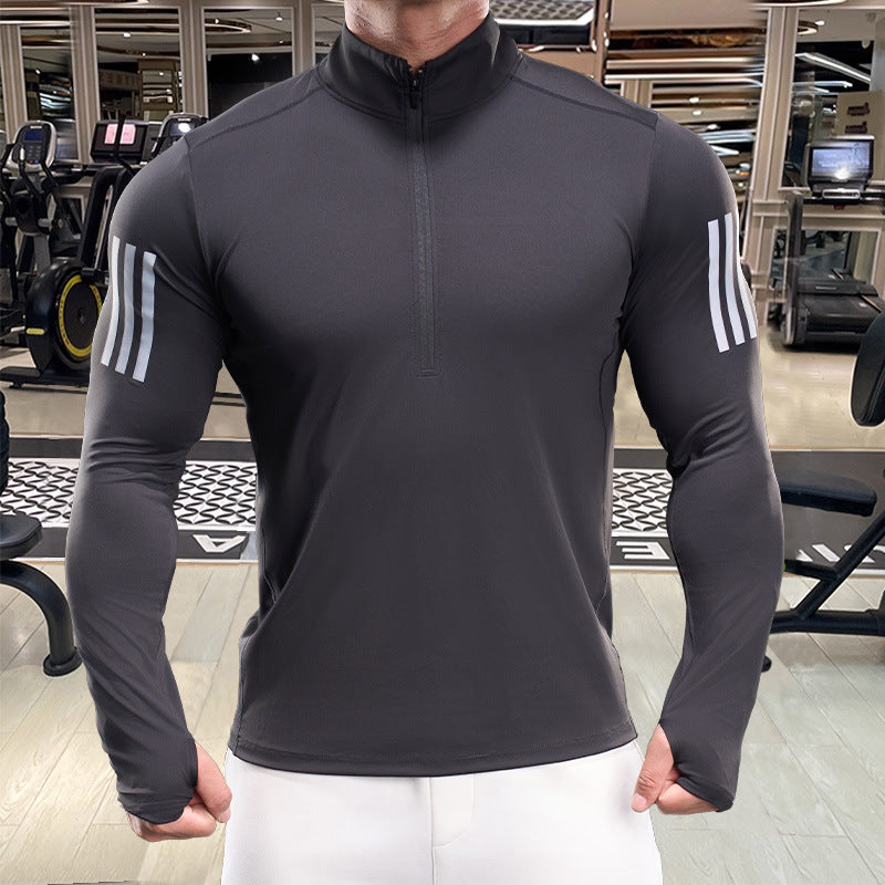 Herren Atmungsaktives Fitness-Oberteil mit kurzem Reißverschluss Echoarchiv