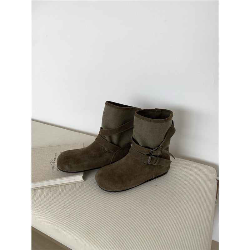 Damen Komfortable Stiefeletten mit dekorativen Riemen Echo Archiv