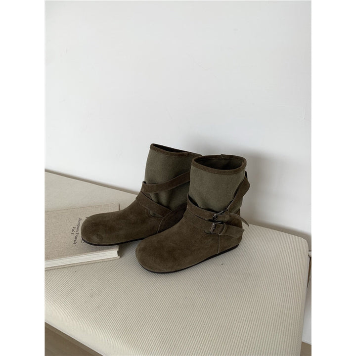 Damen Komfortable Stiefeletten mit dekorativen Riemen Echo Archiv