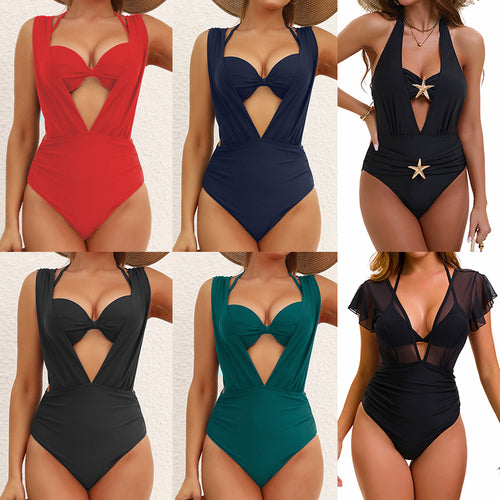 Damen Eleganter Einteiler Badeanzug mit raffiniertem Cut-Out Echo Archiv