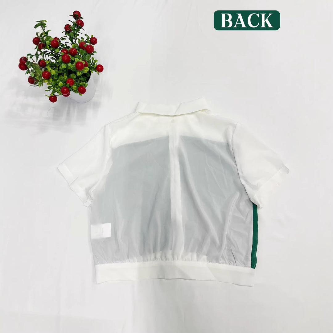 Damen Cropped Hemd mit elegantem Farbblockdesign Echo Archiv