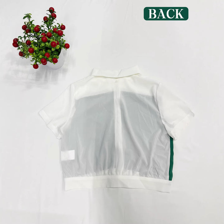 Damen Cropped Hemd mit elegantem Farbblockdesign Echo Archiv