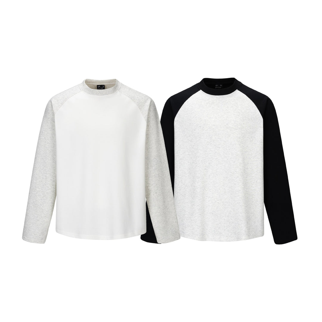 Unisex Raglan-Langarm‑Sweatshirt aus Baumwollmischung mit kontrastierenden Ärmeln und geripptem Rundhals Echoarchiv