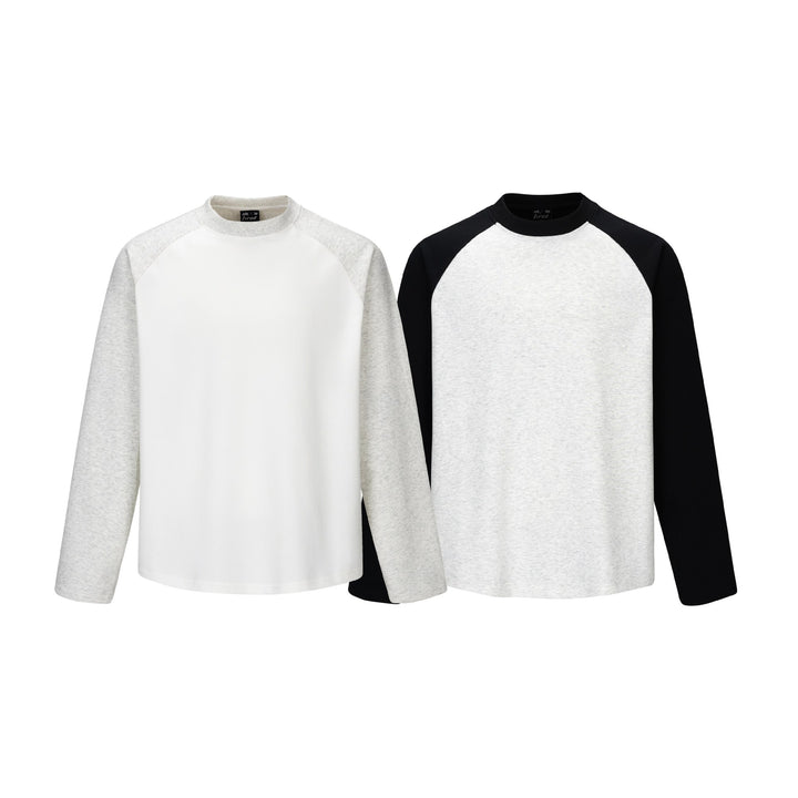 Unisex Raglan-Langarm‑Sweatshirt aus Baumwollmischung mit kontrastierenden Ärmeln und geripptem Rundhals Echoarchiv