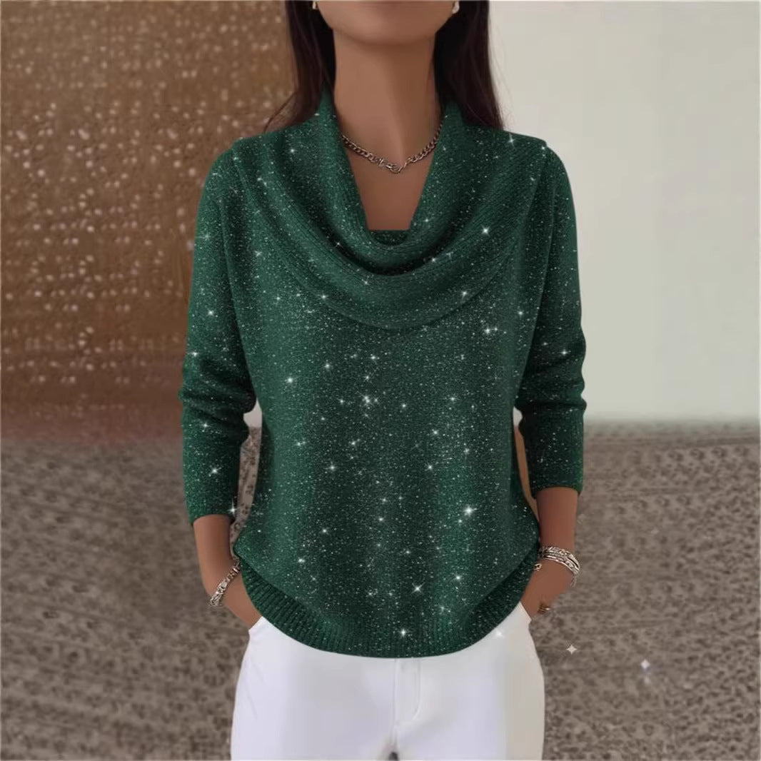 Damen Glitzernder Strickpullover mit Wasserfall-Ausschnitt Echo Archiv