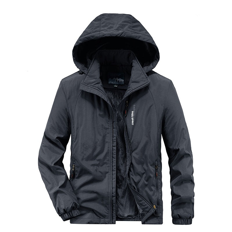 Herren Isolierte Outdoor-Übergangsjacke mit wärmendem Teddyfutter und Kapuze Echoarchiv