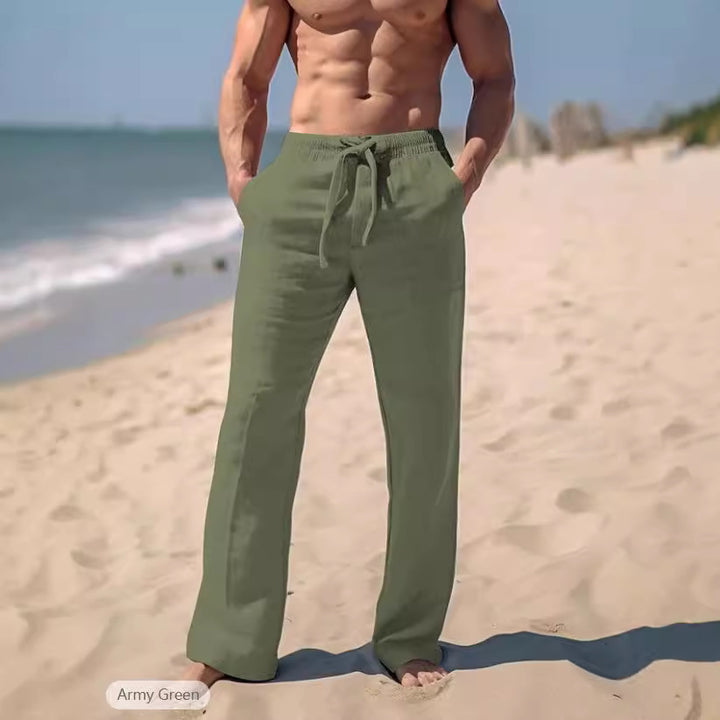 Herren luftige Sommerhose aus leichtem Leinenstoff mit verstellbarem Kordelzug Echoarchiv