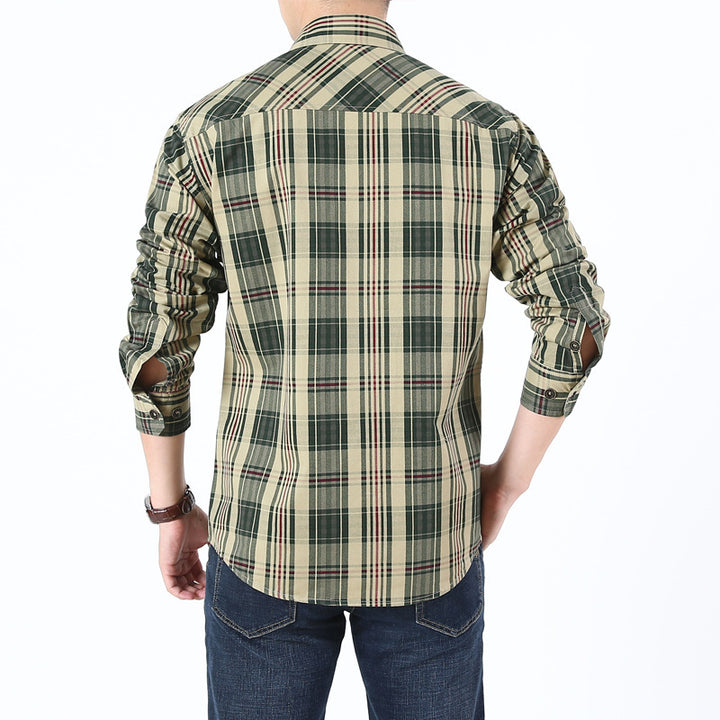 Herren Kariertes Baumwoll‑Overshirt mit Brustpattentaschen – Taviero