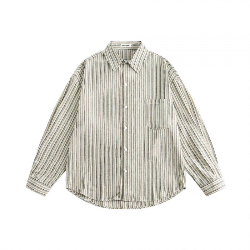 Unisex Oversize-Hemd im gestreiften Relaxed-Fit mit Brusttasche und abgerundetem Saum Echo Archiv