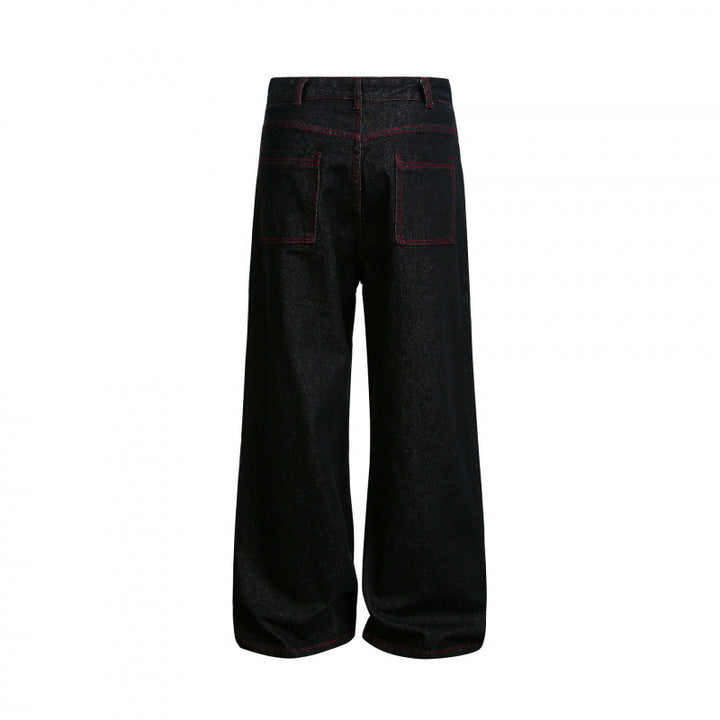 Damen Weite High‑Waist Denim‑Hose im Utility‑Look mit Kontrastnähten Echo Archiv