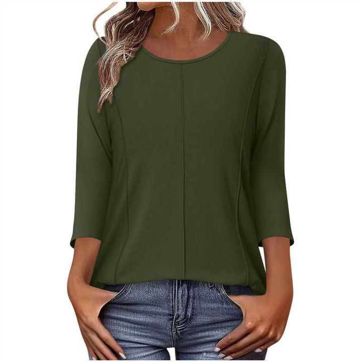 Damen lässiges Shirt mit dreiviertelärmeln und dekorativer Mittelnaht – Avérine