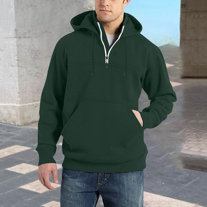 Herren modischer Kapuzenpullover mit halbem Reißverschluss und praktischen Kängurutaschen Echoarchiv