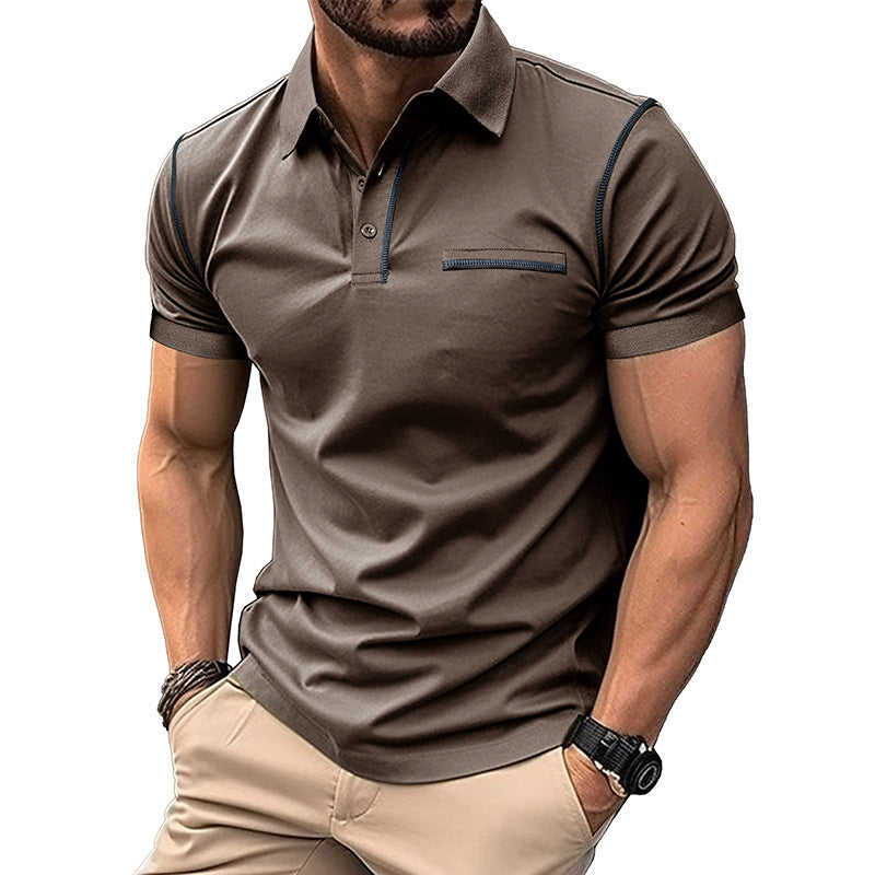 Herren elegantes Polohemd mit modischen Kontrastnähten Echoarchiv