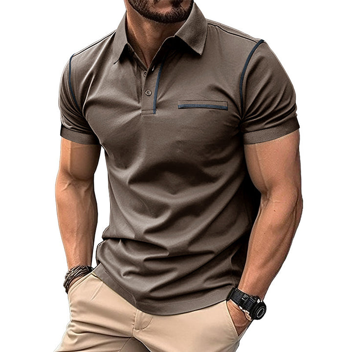 Herren elegantes Polohemd mit modischen Kontrastnähten Echoarchiv