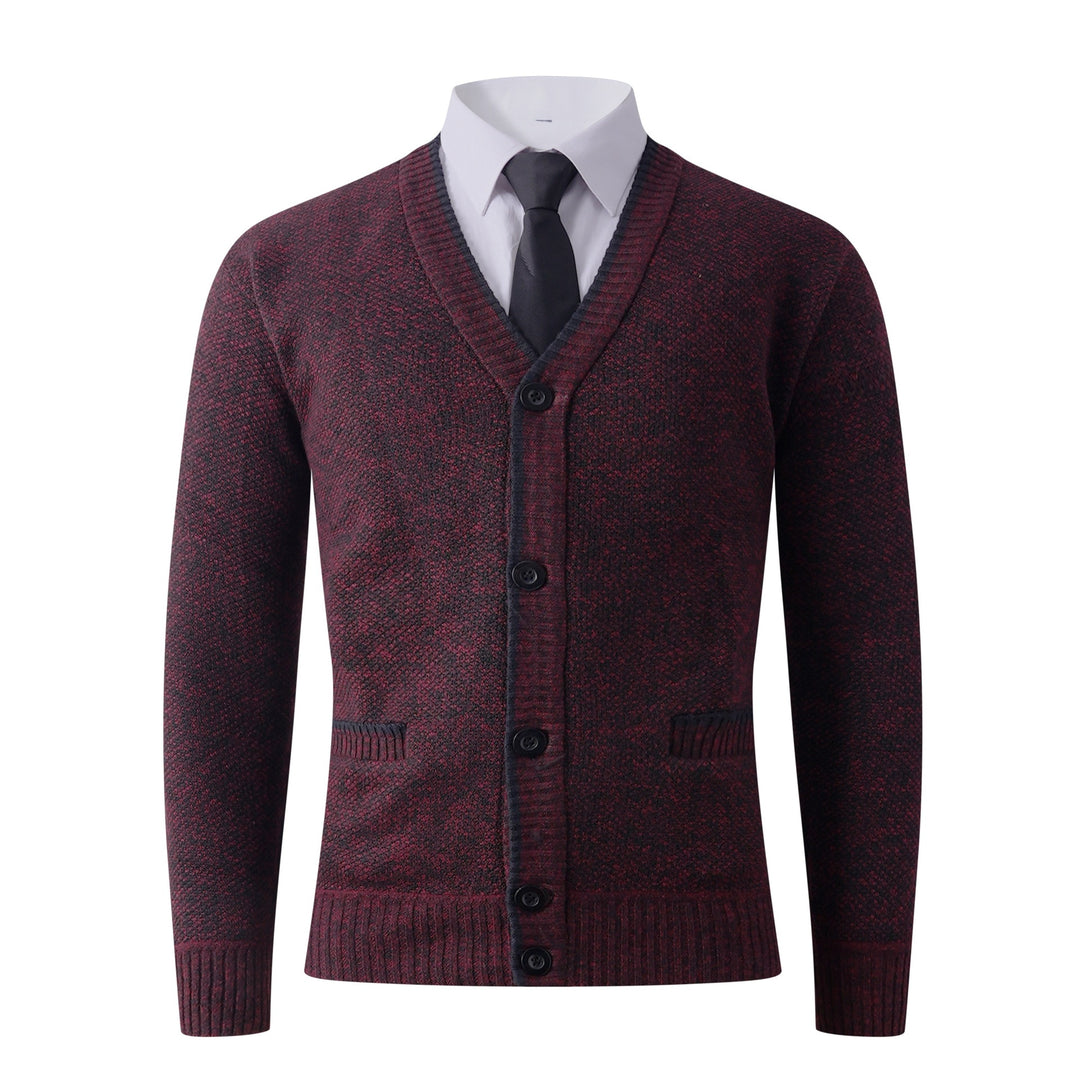 Herren Strukturierte Strickcardigan mit V-Ausschnitt, Knopfleiste und Eingrifftaschen Echo Archiv
