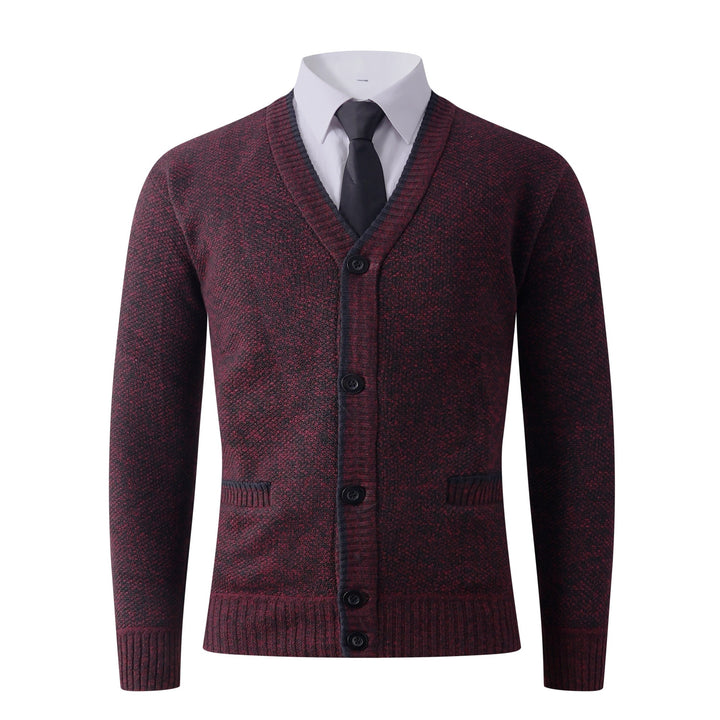 Herren Strukturierte Strickcardigan mit V-Ausschnitt, Knopfleiste und Eingrifftaschen Echo Archiv