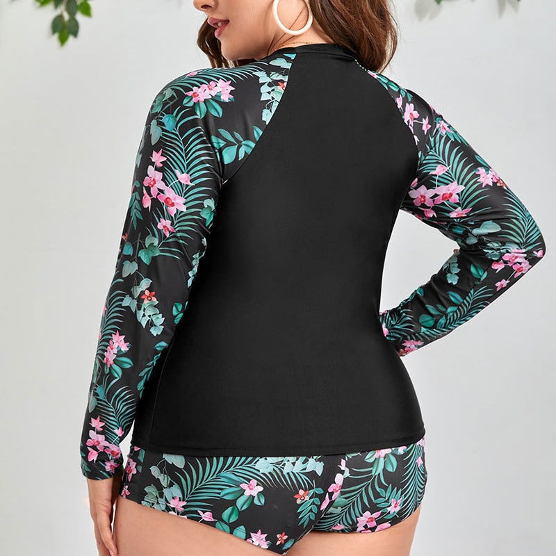 Damen Sportliche Bademode mit langen Ärmeln und floralem Design Echo Archiv