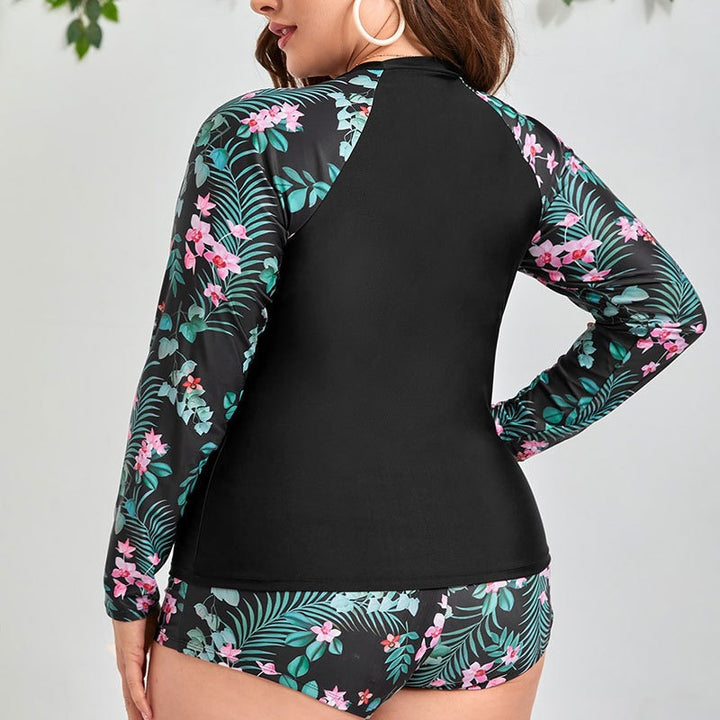 Damen Sportliche Bademode mit langen Ärmeln und floralem Design Echo Archiv