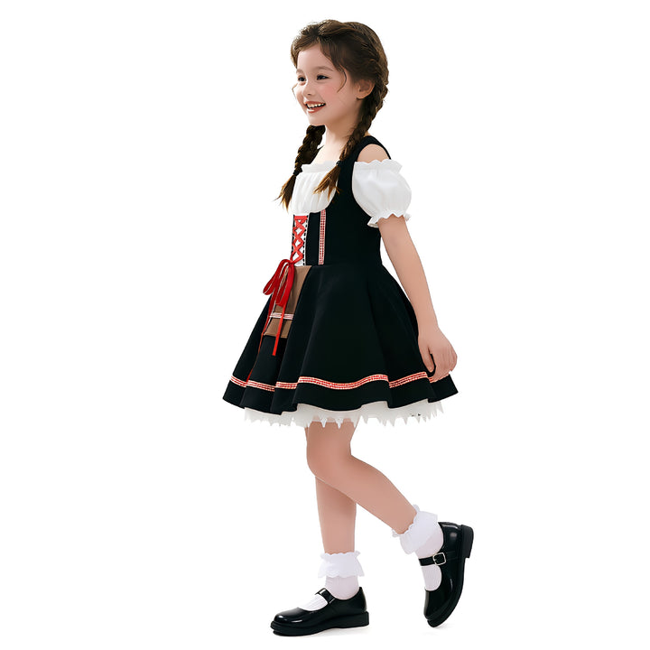 Damen nan traditionelles Dirndlkleid für Mädchen mit geschnürtem Mieder und dekorativer Schürze Echo Archiv