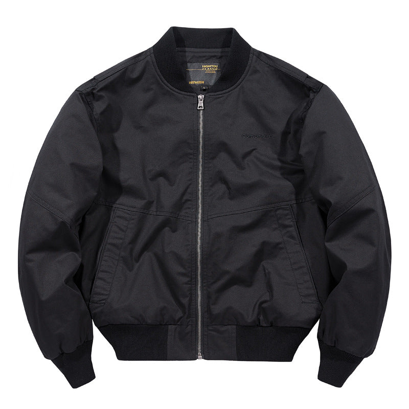 Men's water-resistant commuter bomber jacket with metal front zip ribbed trims and angled welt pockets – Brevano