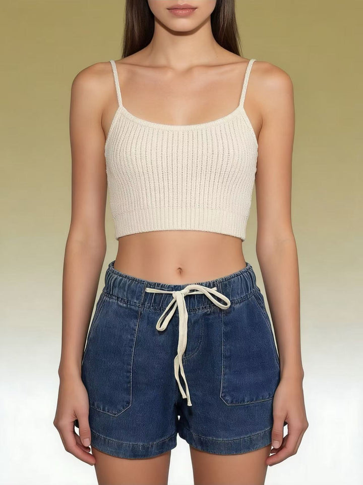 Damen Legere Denim-Shorts mit elastischem Bund Echo Archiv