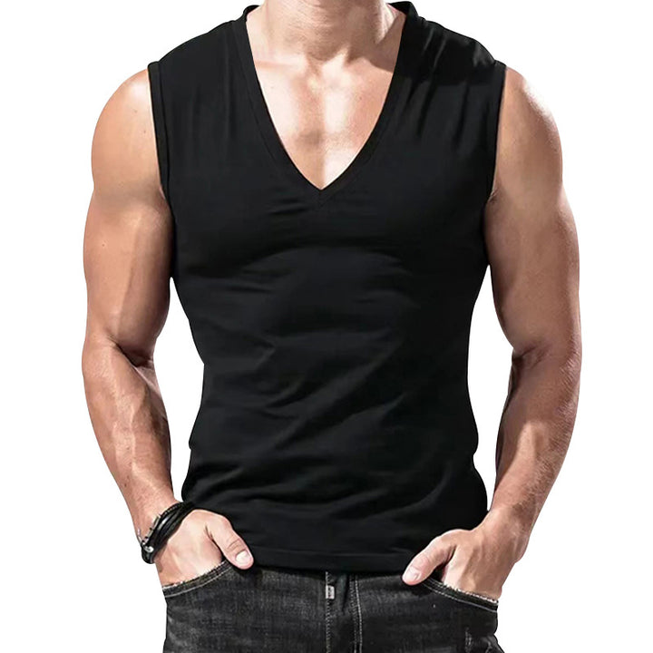 Herren ärmelloses V-Neck T-Shirt aus atmungsaktivem Baumwollmix Echoarchiv