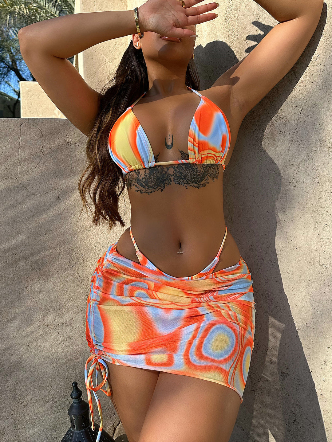 Damen Triangel-Bikini-Set mit schickem Wickeltuch Echo Archiv