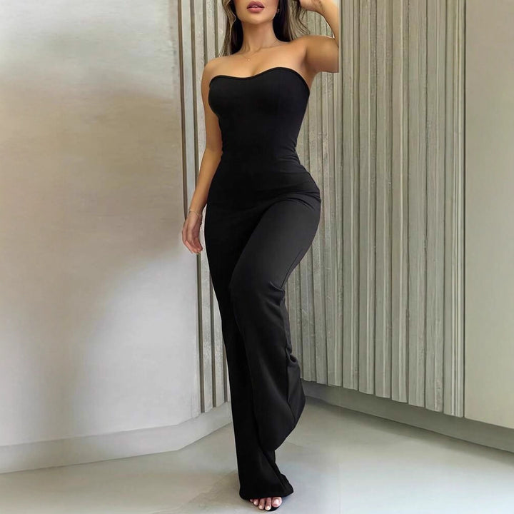 Damen Figurschmeichelnder Jumpsuit mit elegantem Bandeau-Ausschnitt und weitem Bein Echo Archiv