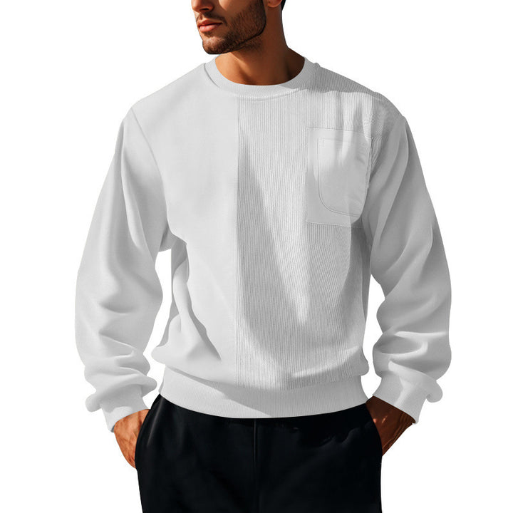 Herren Struktur-Sweatshirt mit Rippen-Panel und Brusttasche Echoarchiv